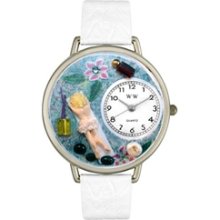Whimsical Watches U-0630012 Unisex Massage Therapist White Leather Wat
