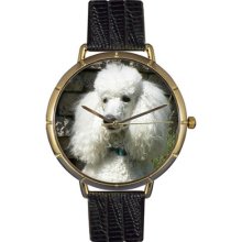 Whimsical Watches Unisex Poodle Photo Watch with Black Leather