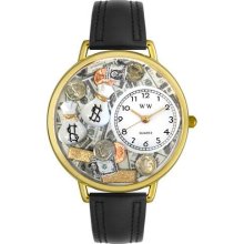 Whimsical watches wg-0610031 banker black leather and goldt - One Size