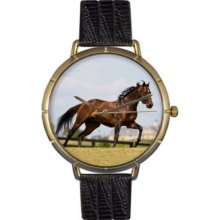 Whimsical Watches Women s Thoroughbred Horse Quartz Black Leather Strap Watch