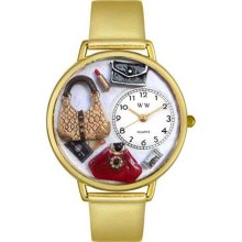 Whimsical Women's Purse Lover Theme Gold Leather Strap Watch ...