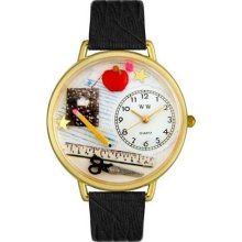 Whimsical Women's Teacher Theme Black Skin Leather Watch ...