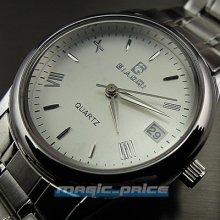 White Dial Water Hours Date Silver Hand Ladies Women Steel Wrist Watch A147