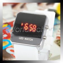 White Fashion Stylish Digital Red Led Time Date Display Sport Wrist Watch