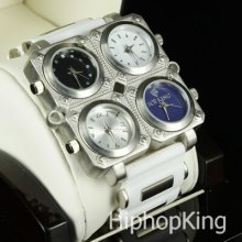 White Sporty Trendy Elegant Big Dial Hip Hop Watch Ice King Cee Lo Custom Piece