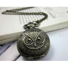 Wholesale Fashion Vintage Copper Owl Classical Pocket Watch Necklace