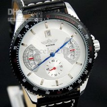 Winner Luxury Men Leather Watches Automatic Mechanical Calibre 17rs