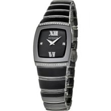 Wittnauer Black Ceramic & Diamonds 12r32 Swiss Made Ladies Watch 