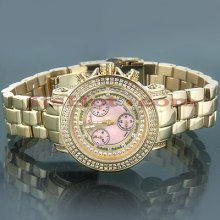Womens Diamond JoJo Watch 1.25ct Yellow Gold Pink MOP