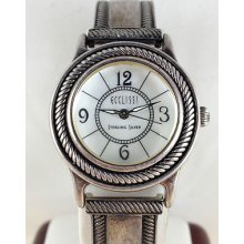 Women's Ecclissi Sterling Siilver Watch Mother Of Pearl Face White Leather Band