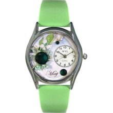 Women's May Green Leather and Silvertone Watch in Silver ...
