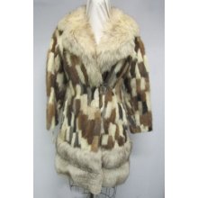 Women's Vintage Sz 2 Multi Color Natural Mink Fur Coat W/ Fox Vg