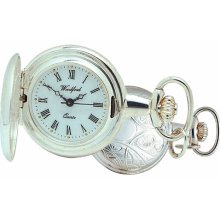 Woodford Ladies' Quartz Full-Hunter Pocket Watch, 1201, Sterling Silver Mini With 30 Inch Chain (Suitable For Engraving)