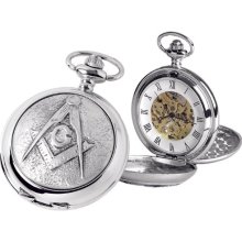 Woodford Skeleton Pocket Watch, 1887/Sk, Men's Chrome-Finished Masonic Pattern With Chain (Suitable For Engraving)