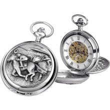 Woodford Skeleton Pocket Watch, 1915/Sk, Men's Chrome-Finished Horse Racing Pattern With Chain (Suitable For Engraving)