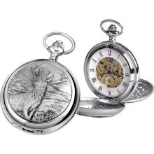 Woodford Skeleton Pocket Watch, 1913/Sk, Men's Chrome-Finished Monarch Of The Glen Pattern With Chain (Suitable For Engraving)