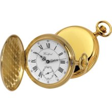 Woodford Swiss-Made Mechanical Full-Hunter Pocket Watch, 1009, Men's Deep Gold-Plated Separate Second-Hand Dial With Chain (Suitable For Engraving)