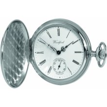 Woodford Swiss-Made Mechanical Full-Hunter Pocket Watch, 1061, Men's Chrome-Finished Separate Second-Hand Dial With Chain (Suitable For Engraving)