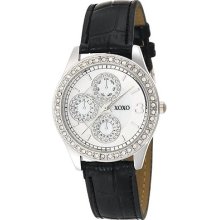 Xoxo Watch Women's Xo3042 Rhinestone Accent Dial Black Crocodile Strap Watch