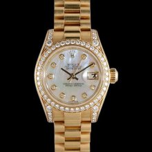 Yellow gold rolex date just watch president style diamond bezel dial