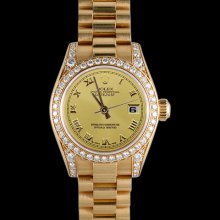 Yellow gold rolex datejust watch womens president style roman dial - Yellow - Gold