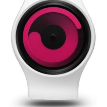 Ziiiro Unisex Gravity Snow Plastic Watch - White Rubber Strap - Pink Dial - Z0001WWM