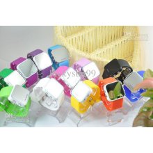 10 Pcs/lot New Luxury Sport Led Digital Date Lady Men Watch Mirror F
