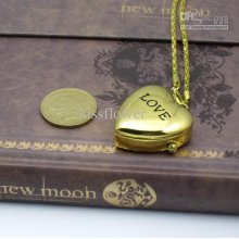 10pcs/lot Gold Heart Love Design Pocket Watch Necklace,quartz Pocket