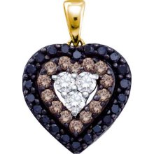 14k Yellow Gold Fashion Pendant 0.50ct Champagne,White & Black Diamond