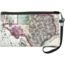 1866 Antiquarian Map of Texas by Schönberg & Co. Wristlet