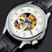 1pcs Good Quality Gift Retail Automatic Mechanical Watch Luxury Leat
