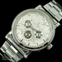 1pcs Ik Automatic Mechanical Watch Steel Stainless Silver Band Real