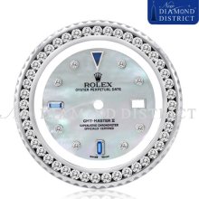 2.70ct Diamond Mop Dial & Bezel 2-piece Set For Rolex Gmt Master Ii 40mm Watch