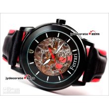 2010 Brand New Chronograph Automatic Leather Black Sport Mens Watch-