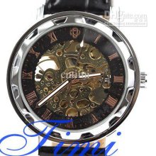 2012 Hotsale Classic Roman Skeleton Mens Mechanical Auto Wrist Watch