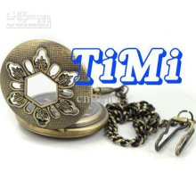 2012 Hotsale Flower Dress Hollow Copper Pocket Watch Men&women N