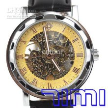 2012 Hotsale Mens Black Self- Winding Skeleton Dial Watch