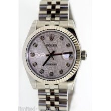 2012 Rolex Midsize Datejust Steel & White Gold Silver Jubilee Diamond Dial