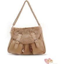2012 Winter very fashion lady's rabbit fur handbag/Top class chains shoulder bag