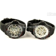 2p New Winner Automatic Sports Fashion Men Watch Black White Dial Ho