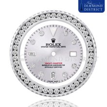 3.00ct Diamond Steel Dial & Bezel 2-piece Set For Rolex Yachtmaster 40mm Watch