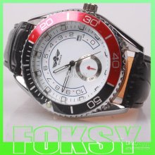3pcs New Arrival Men's Automatic Mechanical Watch Black Leather Stra