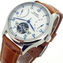 43mm Parnis White Dial Power Reserve Pointer Seagull Automatic Watch Pn-235e