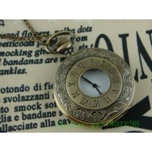 45mm Bronze Roman Flower Quartz Pocket Watch Pendant Necklace Men's Jewelry L50