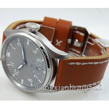 47mm Parnis Ash White Dial 6 Mechanical 6498 Hand Winding Black Watch 157 Pre-2