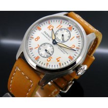 47mm Parnis Big Pilot Power Reserve Chronometer Automatic White Dial Watch P080b