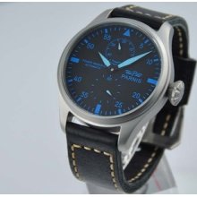 47mm Parnis Luminous Marks Black Dail Blue Number Automatic Menâ€™s Watches P-210
