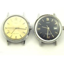4u2fix Lot Of 2 Timex Automatic Wristwatch Movements & Cases 1 Running