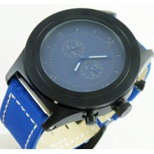 52mm Parnis Big Face Pvd Case Blue Dial Full Chronograph Mens Watch Wl021