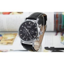 6 Hands Date Crystals 24'h Day Automatic Self-winding Mens Watch Black Vogue
